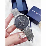  Shop Authentic Tommy Hilfiger Damon Quartz Chronograph Black Dial Silver Mesh Bracelet Watch for Men - 1791415 - Luxxuri