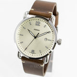  Shop Authentic Fossil The Commuter White Dial Brown Leather Strap Watch for Men - FS5275 - Luxxuri
