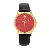  Shop Authentic Gucci G Timeless Coral Red Dial Black Leather Strap Watch For Men - YA126464 - Luxxuri