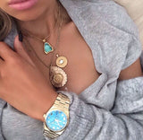  Shop Authentic Michael Kors Channing Turquoise Dial Gold Steel Strap Watch For Women - MK5894 - Luxxuri