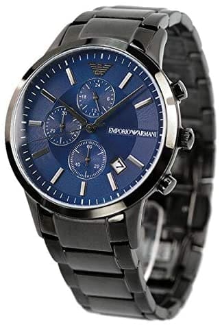  Shop Authentic Emporio Armani Renato Chronograph Quartz Blue Dial Black Steel Strap Watch For Men - AR11215 - Luxxuri