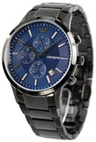  Shop Authentic Emporio Armani Renato Chronograph Quartz Blue Dial Black Steel Strap Watch For Men - AR11215 - Luxxuri