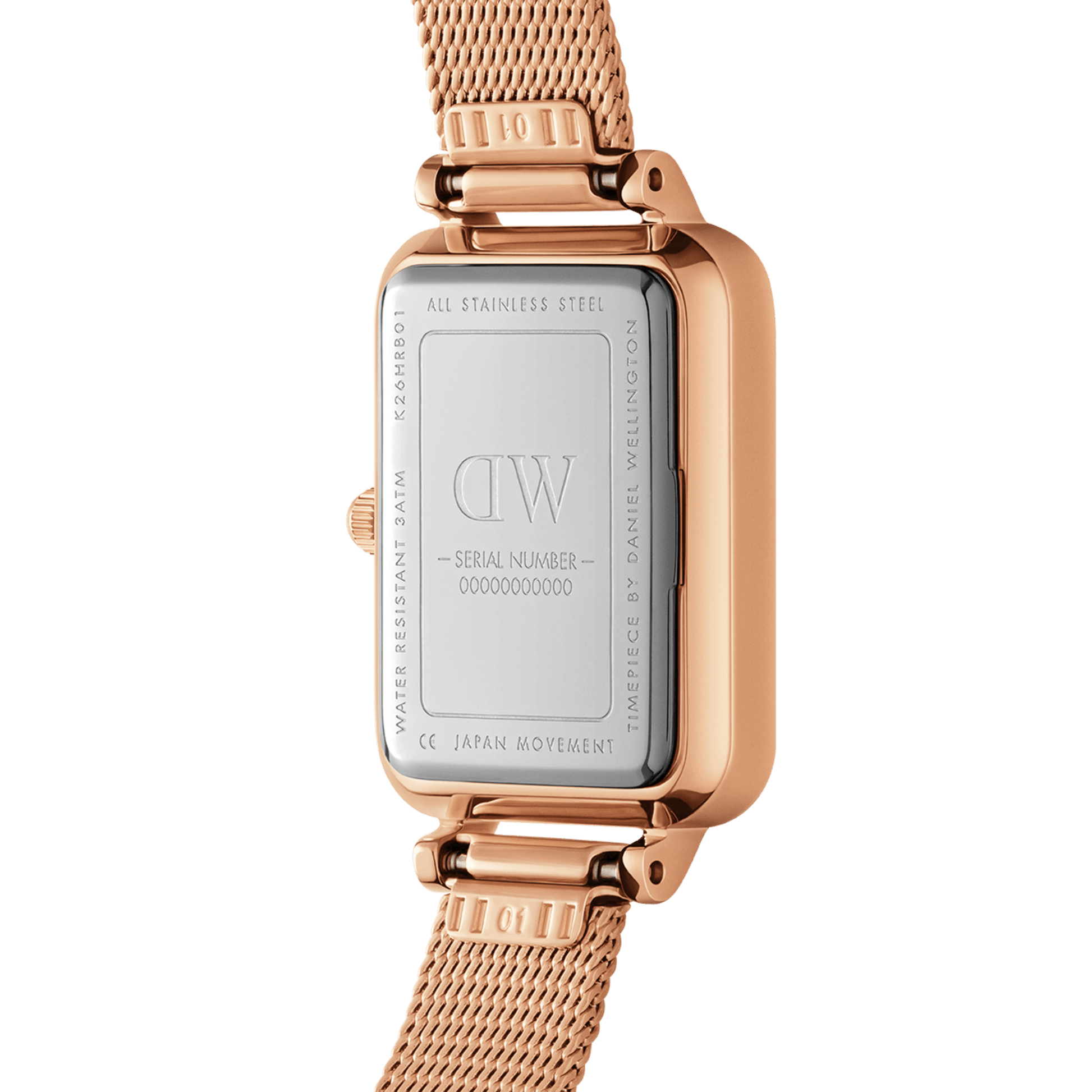  Shop Authentic Daniel Wellington Quadro Unitone Rose Gold Dial Rose Gold Mesh Strap Watch For Women - DW00100484 - Luxxuri