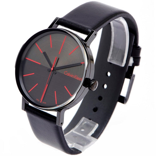  Shop Authentic Calvin Klein Boost Black Dial Black Leather Strap Watch for Men - K7Y214CY - Luxxuri