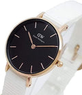  Shop Authentic Daniel Wellington Classic Petite Dover Black Dial White NATO Strap Watch For Women - DW001000314 - Luxxuri