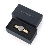 Shop Authentic Daniel Wellington Classic Petite Evergold Black Dial Gold Mesh Bracelet Watch For Women - DW00100349 - Luxxuri