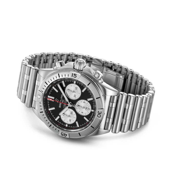  Shop Authentic Breitling Chronomat B01 42mm Black Dial Silver Steel Strap Watch for Men - AB0134101B1A1 - Luxxuri