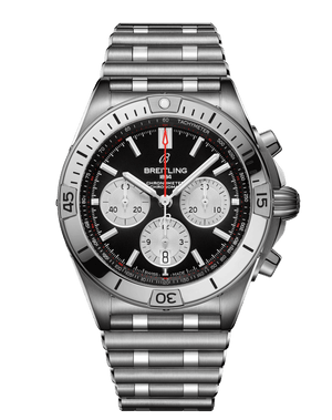  Shop Authentic Breitling Chronomat B01 42mm Black Dial Silver Steel Strap Watch for Men - AB0134101B1A1 - Luxxuri
