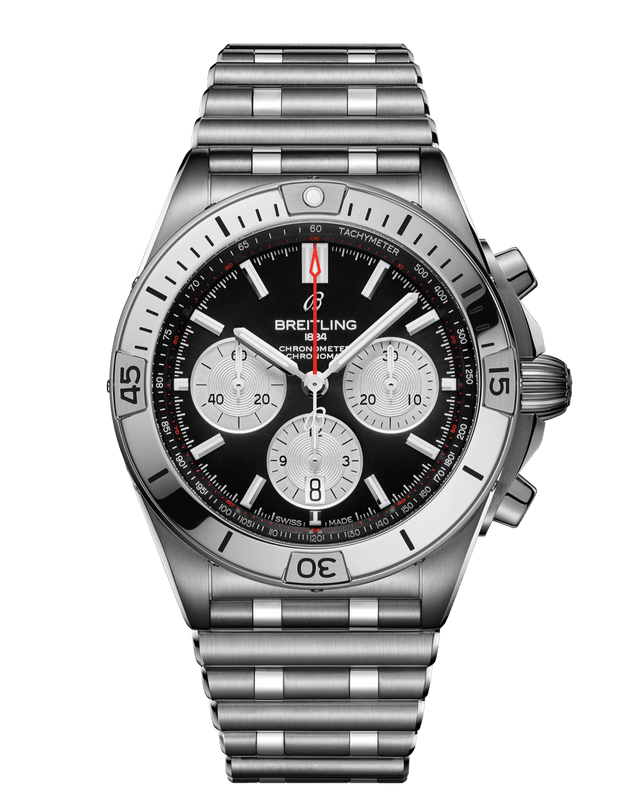  Shop Authentic Breitling Chronomat B01 42mm Black Dial Silver Steel Strap Watch for Men - AB0134101B1A1 - Luxxuri