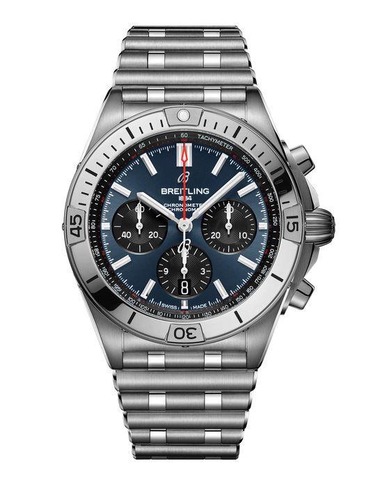  Shop Authentic Breitling Chronomat B01 42mm Blue Dial Silver Steel Strap Watch for Men - AB0134101C1A1 - Luxxuri