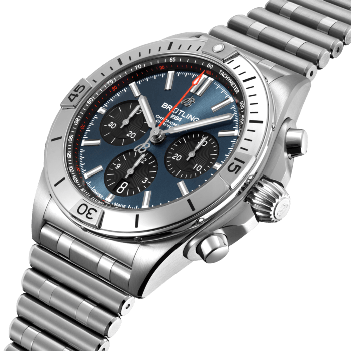  Shop Authentic Breitling Chronomat B01 42mm Blue Dial Silver Steel Strap Watch for Men - AB0134101C1A1 - Luxxuri