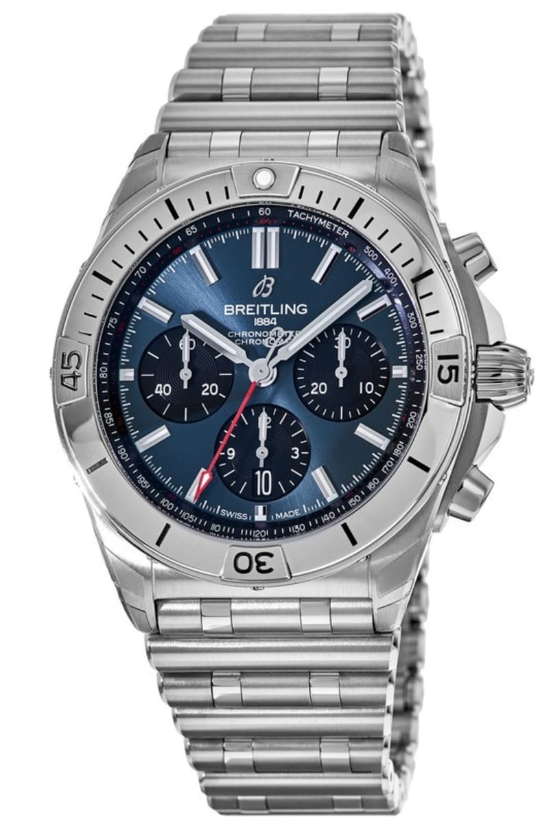  Shop Authentic Breitling Chronomat B01 42mm Blue Dial Silver Steel Strap Watch for Men - AB0134101C1A1 - Luxxuri