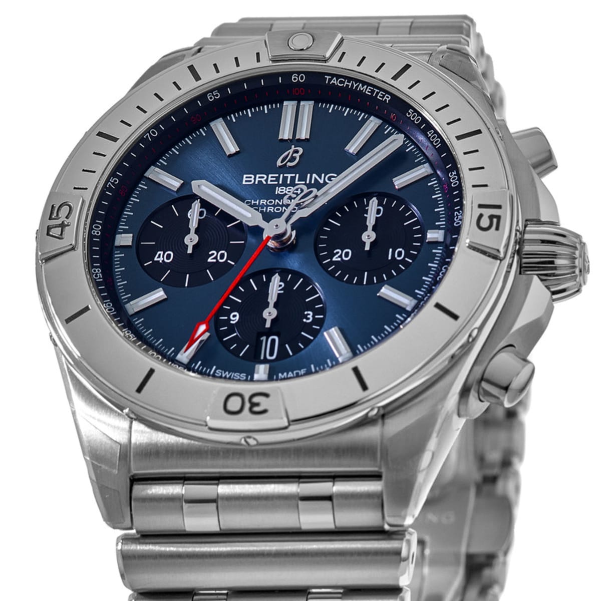  Shop Authentic Breitling Chronomat B01 42mm Blue Dial Silver Steel Strap Watch for Men - AB0134101C1A1 - Luxxuri