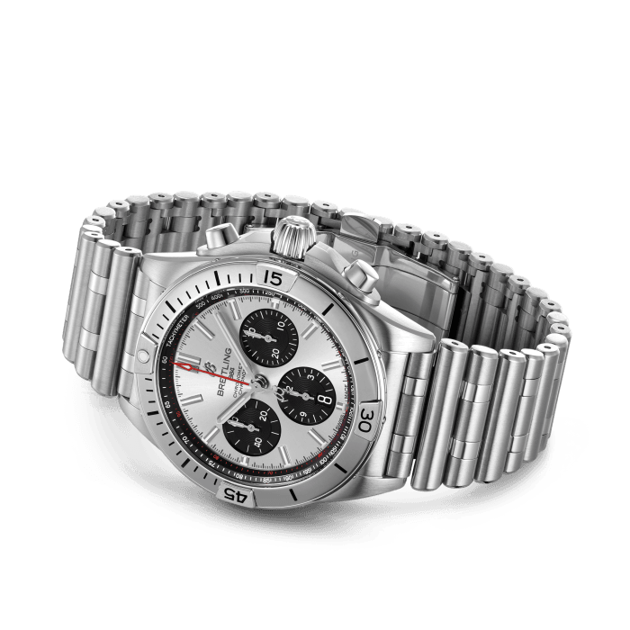  Shop Authentic Breitling Chronomat B01 42mm Silver Dial Silver Steel Strap Watch for Men - AB0134101G1A1 - Luxxuri