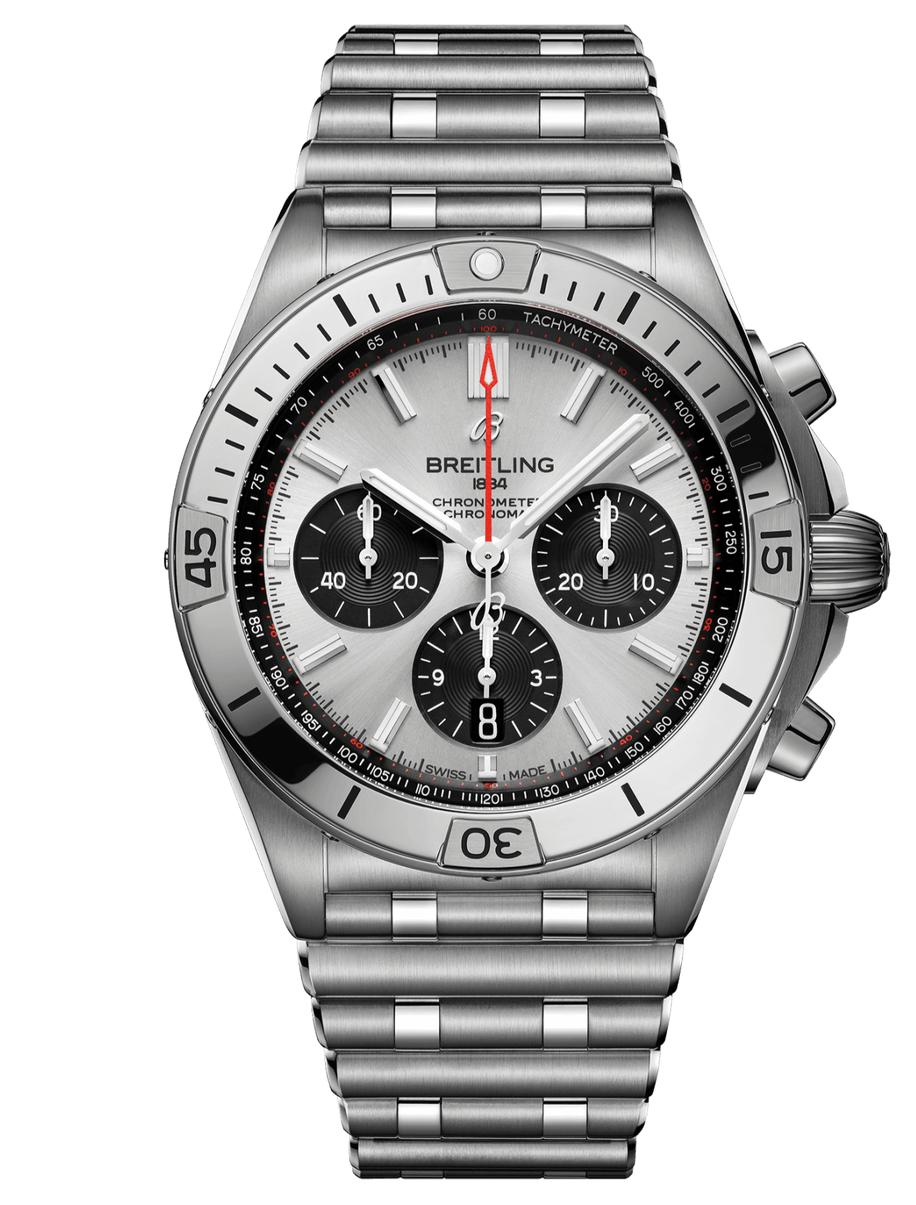  Shop Authentic Breitling Chronomat B01 42mm Silver Dial Silver Steel Strap Watch for Men - AB0134101G1A1 - Luxxuri