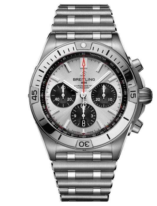  Shop Authentic Breitling Chronomat B01 42mm Silver Dial Silver Steel Strap Watch for Men - AB0134101G1A1 - Luxxuri