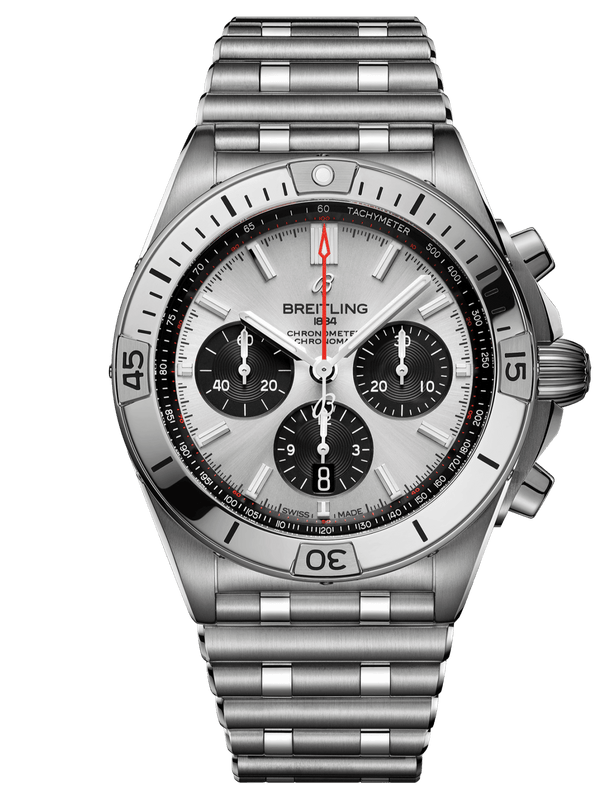  Shop Authentic Breitling Chronomat B01 42mm Silver Dial Silver Steel Strap Watch for Men - AB0134101G1A1 - Luxxuri