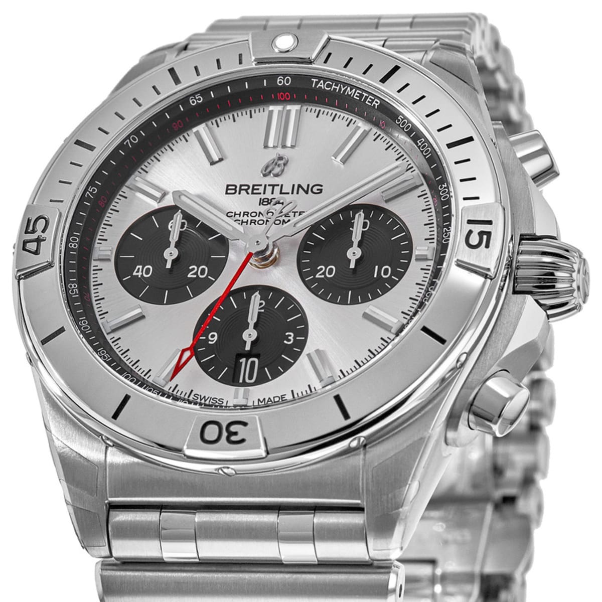  Shop Authentic Breitling Chronomat B01 42mm Silver Dial Silver Steel Strap Watch for Men - AB0134101G1A1 - Luxxuri