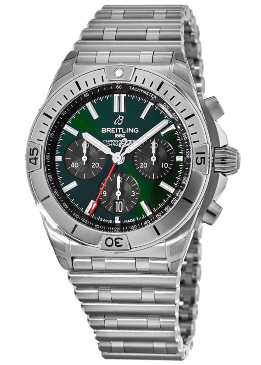  Shop Authentic Breitling Chronomat B01 42mm Green Dial Silver Steel Strap Watch for Men - AB01343A1L1A1 - Luxxuri