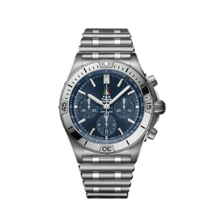  Shop Authentic Breitling Chronomat B01 42 Frecce Tricolori Blue Dial Silver Steel Strap Watch for Men - AB01344A1C1A1 - Luxxuri