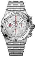 Breitling Chronomat B01 42 Six Nations England White Dial Silver Steel Strap Watch for Men - AB0134A71A1A1