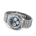 Breitling Chronomat B01 42 Six Nations France Blue Dial Silver Steel Strap Watch for Men - AB0134A81C1A1
