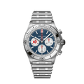 Breitling Chronomat B01 42 Six Nations France Blue Dial Silver Steel Strap Watch for Men - AB0134A81C1A1