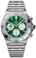 Breitling Chronomat B01 42 Six Nations Ireland Green Dial Silver Steel Strap Watch for Men - AB0134A91L1A1