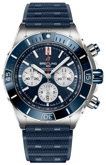  Shop Authentic Breitling Super Chronomat B01 44 Blue Dial Blue Rubber Strap Watch for Men - AB0136161C1S1 - Luxxuri
