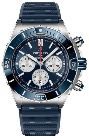  Shop Authentic Breitling Super Chronomat B01 44 Blue Dial Blue Rubber Strap Watch for Men - AB0136161C1S1 - Luxxuri