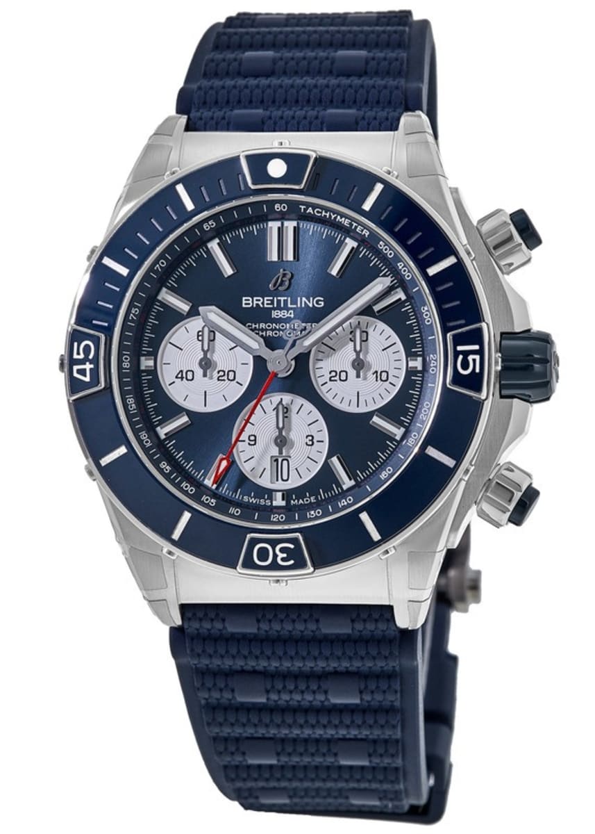  Shop Authentic Breitling Super Chronomat B01 44 Blue Dial Blue Rubber Strap Watch for Men - AB0136161C1S1 - Luxxuri
