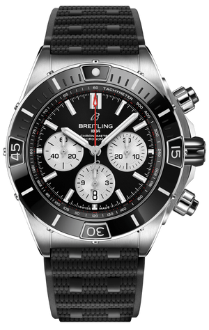  Shop Authentic Breitling Super Chronomat B01 44 Black Dial Black Rubber Strap Watch for Men - AB0136251B1S1 - Luxxuri