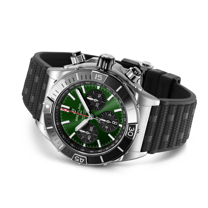  Shop Authentic Breitling Super Chronomat B01 44 Green Dial Black Rubber Strap Watch for Men - AB0136251L1S1 - Luxxuri