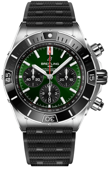  Shop Authentic Breitling Super Chronomat B01 44 Green Dial Black Rubber Strap Watch for Men - AB0136251L1S1 - Luxxuri