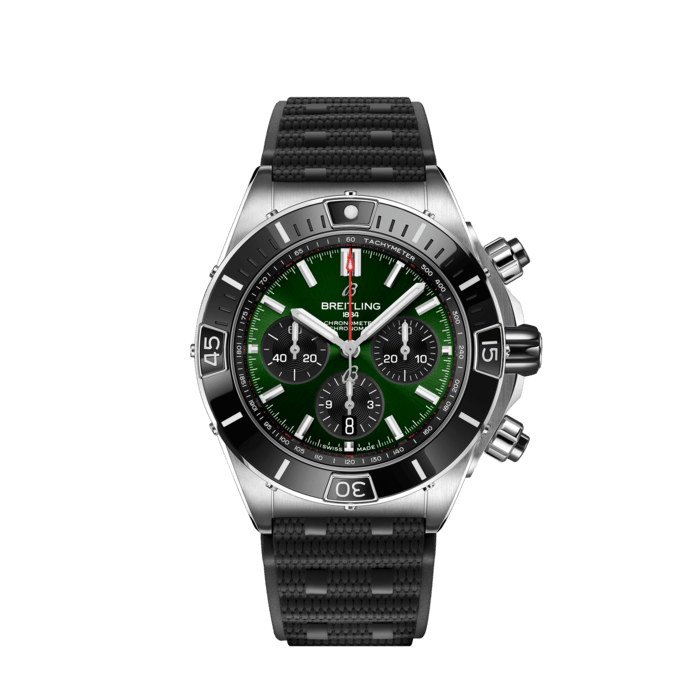  Shop Authentic Breitling Super Chronomat B01 44 Green Dial Black Rubber Strap Watch for Men - AB0136251L1S1 - Luxxuri