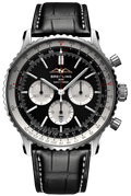 Breitling Navitimer B01 Chronograph 46 Black Dial Black Leather Strap Watch for Men - AB0137211B1P1