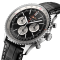 Breitling Navitimer B01 Chronograph 46 Black Dial Black Leather Strap Watch for Men - AB0137211B1P1