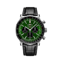 Breitling Navitimer B01 Chronograph 46 Green Dial Black Leather Strap Watch for Men - AB0137241L1P1