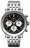 Breitling Navitimer B01 Chronograph 43 Black Dial Silver Steel Strap Watch for Men - AB0138211B1A1