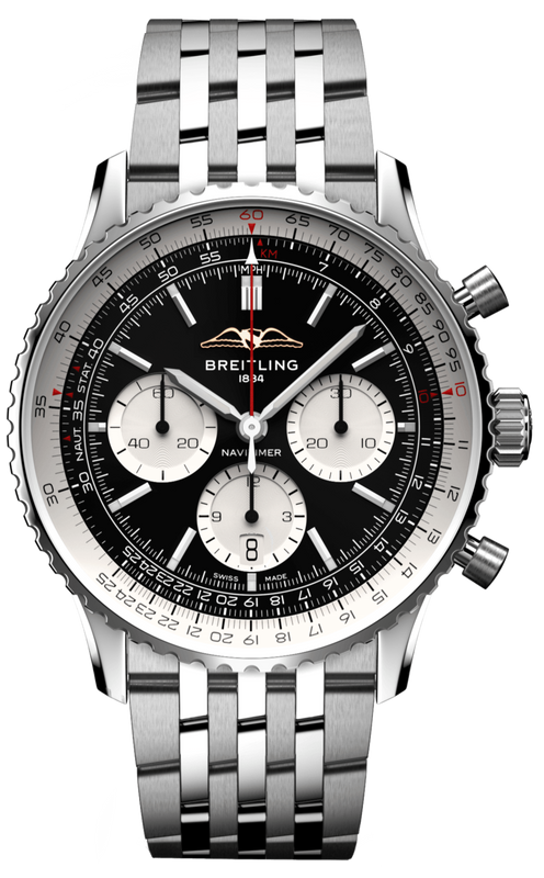  Shop Authentic Breitling Navitimer B01 Chronograph 43 Black Dial Silver Steel Strap Watch for Men - AB0138211B1A1 - Luxxuri