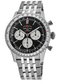  Shop Authentic Breitling Navitimer B01 Chronograph 43 Black Dial Silver Steel Strap Watch for Men - AB0138211B1A1 - Luxxuri