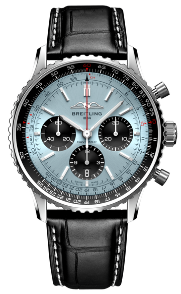 Breitling Navitimer B01 Chronograph 43 Blue Dial Black Leather Strap Watch for Men - AB0138241C1P1
