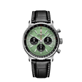 Breitling Navitimer B01 Chronograph 43 Green Dial Black Leather Strap Watch for Men - AB0138241L1P1