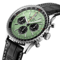 Breitling Navitimer B01 Chronograph 43 Green Dial Black Leather Strap Watch for Men - AB0138241L1P1