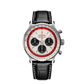 Breitling Navitimer B01 Chronograph 43 Boeing 747 White Dial Black Leather Strap Watch for Men - AB01383B1G1P1