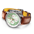 Breitling Navitimer B01 Chronograph 41 Green Dial Brown Leather Strap Watch for Men - AB0139211L1P1