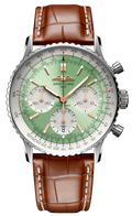 Breitling Navitimer B01 Chronograph 41 Green Dial Brown Leather Strap Watch for Men - AB0139211L1P1