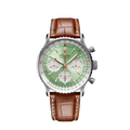 Breitling Navitimer B01 Chronograph 41 Green Dial Brown Leather Strap Watch for Men - AB0139211L1P1