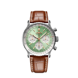  Shop Authentic Breitling Navitimer B01 Chronograph 41 Green Dial Brown Leather Strap Watch for Men - AB0139211L1P1 - Luxxuri
