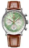  Shop Authentic Breitling Navitimer B01 Chronograph 41 Green Dial Brown Leather Strap Watch for Men - AB0139211L1P1 - Luxxuri